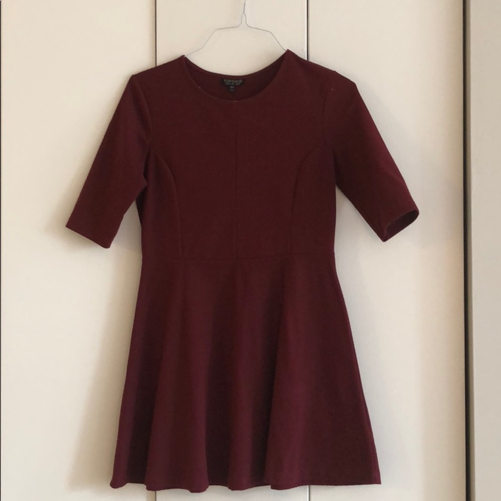 Top Shop (Sz. 8) Maroon Skater Dress